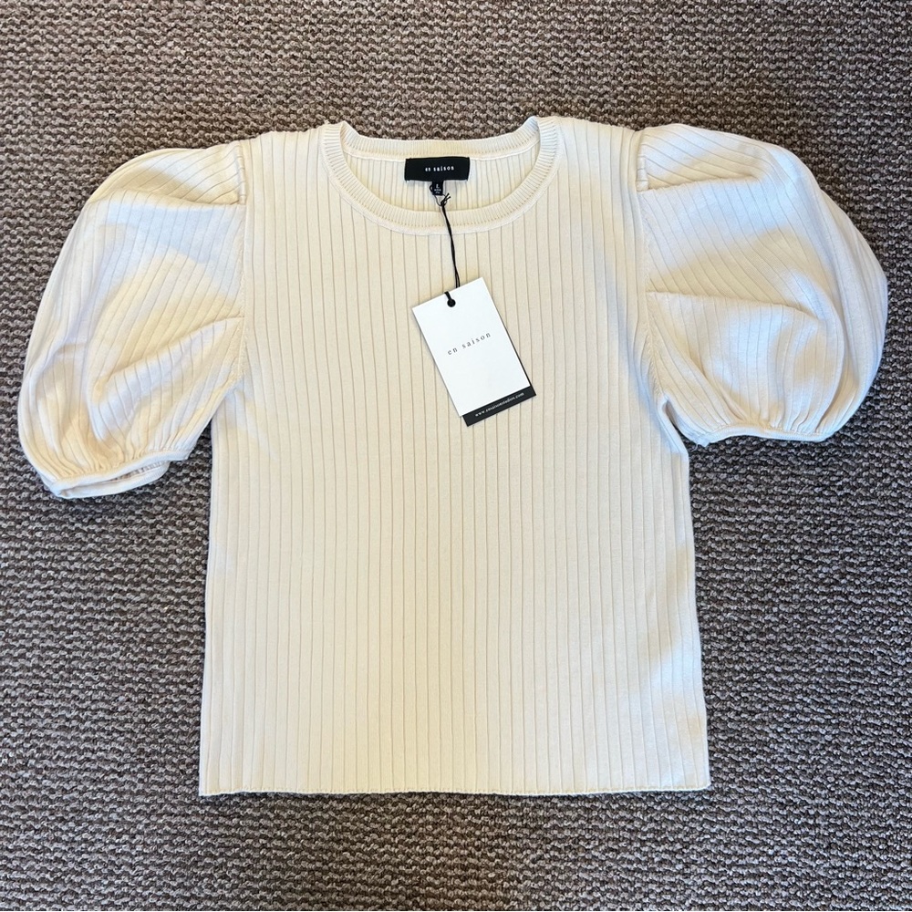 en saison Puff Sleeve Top Cream - NEW
